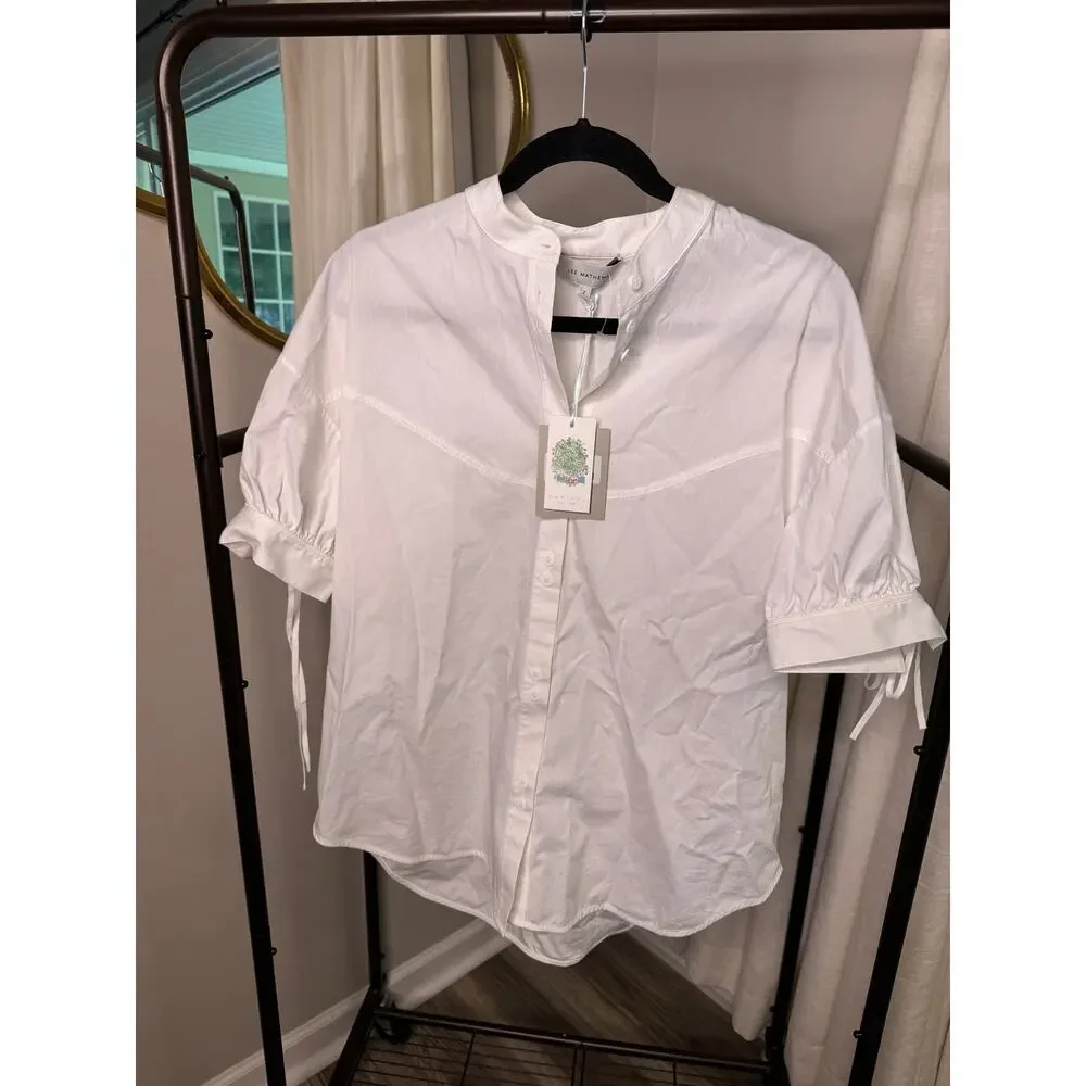 Lee Mathews Posey Collarless Cotton Shirt size 4/6 - Picture 1 of 5